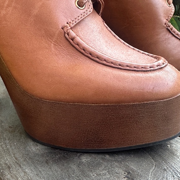 Vince Camuto Platform Mule Clog Tobacco Slingback Shoes Retro 70s Inspired Tie - Picture 4 of 7